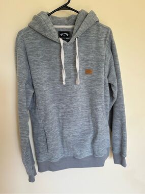 Billabong Heather Gray Pullover Hoodie with White Drawstrings